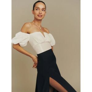 Reformation Amina Velvet Top Size 8 Fior Di Latte Elegant Classy Off Shoulder